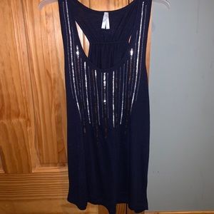 Vanity Blue Sequin Tank Top size:small